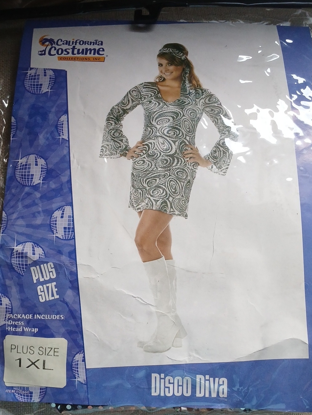 Sequin Spiral Bell-Sleeve Disco Diva Costume - Black & Silver 70s Style